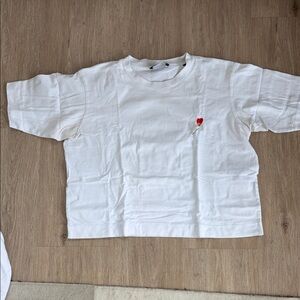 The Kooples White Tee with Red Heart Embroidery